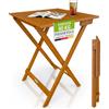 Juskys® Tavolo laterale Zadar XL - mobile compatto richiudibile in acacia trattata per esterni, formato 76x60x60 cm peso 5 kg