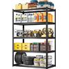 Himimi Scaffale per Carichi Pesanti in Metallo 120x60x182 cm, Portata 1500kg, Scaffalatura a 5 Ripiani a Griglia Regolabili, Scaffale ad Incastro per Garage Cantina Magazzino Officina Cucina, Nero