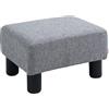 HOMCOM Pouf Poggiapiedi Imbottito in Tessuto di Lino e Plastica, Ottomana Rettangolare con Seduta Imbottita, per Soggiorno e Camera da Letto, 40x30x24 cm, Grigio