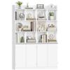 Hzuaneri 180 cm Libreria, con 10 Ripiani Aperti, 2 Armadi Chiusi con Ante, Grande Libreria, Scaffale Aperto, Adatto per Soggiorno, Ufficio, Camera da Letto, 30 x 120 x 180 cm, Bianco BC46503X