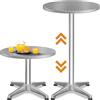 Casaria Tavolo 2in1 da Bar Altezza Regolabile 70 cm / 115 cm Alluminio Rotondo Ø 60 cm Interno Esterno Tavolo Bistro Party