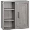 kleankin Mobile Bagno da Parete, Pensile Bagno con 3 Ripiani Aperti e Armadietto, Mobiletto Bagno Sospeso in Legno Truciolare in Stile Vintage, 48x20x50cm, Grigio