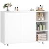 BEWISHOME Mobile da Bagno,Mobile da Cucina,Mobile da Bagno con Ripiani Regolabili e Scomparti Aperti,Ampio Spazio di Contenimento,Adatto per Bagni,Soggiorni e Eucine,35 x 100 x 80 cm,Bianco EYYG20W