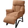ML DESIGN modern living ML-Design Poltrona Reclinabile Marrone Rivestimento in Lino, con Schienale Regolabile, Braccioli, Poggiapiedi e Tasche Laterali, Poltroncina Relax da Lettura, Sedia Lounge Imbottita per Soggiorno