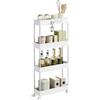 WOLTU Carrello da Cucina a 4 Ripiani, Carrello Portaoggetti con Ruote e 4 Ganci, Carrellino Salvaspazio per Cucina, Bagno e Lavanderia, in Plastica e Metallo, 41,5 x 86 x 13,5 cm, Bianco