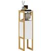 HOMCOM Mobile da Bagno Salvaspazio con Ripiano, Armadietto e Porta Carta Igienica, Mobiletto da Bagno in Bambù Compatto, 20x33x80cm, Bianco
