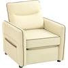 HOMCOM Poltrona Salotto con Imbottitura Spessa, Seduta Ampia Profondo, Schiuma ad Alta Resilienza, Poltroncina Camera da Letto con Braccioli, Tasche Laterali, in Pelle PU per Soggiorno Ufficio, Beige