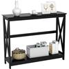 Yaheetech Tavolo Console da Ingresso Tavolino Consolle da Divano a 2 Ripiani Struttura a Forma X Mobile Compatto Salvaspazio per Corridoio Soggiorno 2 Livelli 102 x 30 x 81 cm Nero