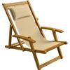 Casaria® Sedia a Sdraio in Legno Acacia Pieghevole con Poggiatesta Traspirante Poltrona Relax Sedie Esterno Giardino