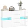 HOMCOM Credenza Moderna con Luce LED Regolabile con Telecomando, Mobile da Salotto con 4 Cassetti e 2 Armadietti, 120x34x70 cm, Bianco
