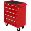 HOMCOM Carrello Porta Utensili con 5 Cassetti e Ruote 67.5x33x77cm Rosso