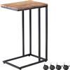Casaria® Tavolino con Rotelle 50x35x70cm Forma a C Legno Metallo Moderno Portata 40kg Tavolo da Notte Comodino Nero