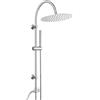 Görbach Colonna Doccia senza Miscelatore, set doccia in acciaio inox con soffione a pioggia rotondo XXL D30 cm, asta doccia vintage a forma di U Cromato