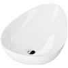 Lavita - Lavandino da appoggio Almond, lavabo asimmetrico senza troppopieno e foro per rubinetto, in porcellana pregiata, lavabo moderno per bagno in ceramica, dimensioni 58x41x15 cm, colore bianco