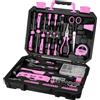 DEKO Cassetta Attrezzi Completa 138 Pezzi - Kit Attrezzi da Lavoro con Cacciaviti, Cricchetto, Pinze, Chiavi per Riparazioni Casa, Fai da Te, Ufficio, Rosa