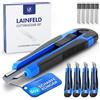 LAINFELD Set di coltelli da taglio | 5 coltelli per tappeti + 50 lame | Lame da 18 mm | Coltello da taglio professionale | Coltello da taglio professionale | Coltello per tappezzeria Coltello per