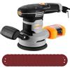 DEKOPRO Levigatrice Orbitale 450W, 125mm con Raccolta Polvere e 16 Dischi Abrasivi, 6 Velocità 7000-14000RPM, Levigatrice Rotorbitale per Legno, Adatta per Levigare, Lucidare Legno, fai da te