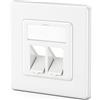 deleyCON 1x 2 Porta LAN Dati di Giunzione con Montaggio a Incasso per Moduli Keystone con Uscita a 45° e Moduli Keystone con Connettore F Coassiale RJ45 Jack RJ-11 Cinch Toslink PS2