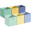 SONGMICS Scatole Portaoggetti, Set di 6 Contenitori in Tessuto Pieghevoli, Inodori, 30 x 30 x 30 cm, per Armadi a Cubo, Organizer Colorati, Cesti Portaoggetti per Camera da Letto Soggiorno RFB230XA08