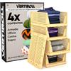 VertiRoll 4 Cassetti Impilabili Scorrevoli Organizer Armadio VertiRoll - Contenitori Salvaspazio Portaoggetti in Plastica Colore Giallo Casa Cucina Bagno Ufficio Facili da Montare - Cassetti da 32,5x42,5x18,5cm