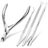 ACWOO Taglia Cuticole Professionale, 4 Pezzi Tronchesi per Cuticole, Tronchese Unghie Acciaio Inox per Unghie Incarnite Spesse Dure, Kit di Strumenti per Manicure con Spingi Cuticole