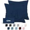 Dreamzie Federe Cuscini 60x60 (Set 2) Dreamzie in Microfibra OEKO-TEX Certificazione - Copri Cuscino Dolce Blu Scuro