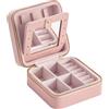 SONGMICS GISELLA Collezione - Scatola Portagioie da Viaggio con Specchio, 11,4 x 11,4 x 5,5 cm, Piccolo Porta Gioielli, PU, Portagioielli Portatile, Idea Regalo, Rosa Pastello JBC146S01