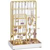 SONGMICS Portagioie, Porta Collane e Orecchini, Espositore per Gioielli, Struttura in Metallo, Vassoio in Velluto, per Collane Bracciali Orecchini Anelli, Idea regalo, Dorato JJS021A01