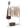 HOMCOM Appendiabiti da Terra con Ruote, Stender per Abiti con 5 Ganci e Ripiano Inferiore Porta Scarpe, in Metallo, Portata 9 kg, per Camera, Ingresso e Corridoio, Bianco