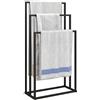 HOMCOM Portasciugamani da Terra a 3 Bracci Autoportante, Porta Asciugamani per Bagno in Acciaio, Porta Salviette 45x21.5x85 cm Nero