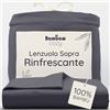 Bambaw Lenzuolo Sopra una Piazza e Mezza Bambù, 180x290 cm, Lenzuolo Refrigerante e Anti Acaro, Lenzuola una Piazza e Mezza Estive, Lenzuola di Bambù Anallergiche, Certificato Oeko-Tex (Antracite)