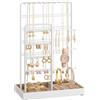 SONGMICS Portagioie, Porta Collane e Orecchini, Espositore per Gioielli, Metallo, Vassoio in Velluto, per Collane Bracciali Orecchini Anelli, Idea regalo, Bianco Opaco JJS028W01
