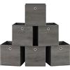 SONGMICS Scatole Portaoggetti, Set di 6 Contenitori con Manico, in Tessuto Oxford e Tessuto Non Tessuto, 30 x 30 x 30 cm, per Scaffali a Cubo, Pieghevoli, Grigio Nebbia RFB102G01