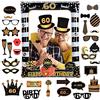 Flintronic Photo Booth Compleanno Accessori, Photo Booth Props, Carta Foto Decorazione per Festa Compleanno -Gadget 60 Anni Fai da Te