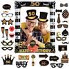 Flintronic Photo Booth Compleanno Accessori, Photo Booth Props, Carta Foto Decorazione per Festa Compleanno -Gadget 50 Anni Fai da Te