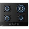 KLARSTEIN Goldflame Nano - Piano Cottura a Gas, 4 Bruciatori in Ottone, 8kW, Vetro Nano, 60cm, Bruciatore Wok, Accensione Automatica & Protezione Fiamma, Convertibile GN/GPL, Elegante Fornello a Gas