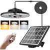 CLV Lampadario Solare con Telecomando 152 LED 2500LM, Lampada da Interno con Sensore di Movimento 6 modalità a Sospensione 5000MAH, 2500K-6500K, 5 luminosità per Giardino Balcone