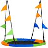 Outsunny Altalena Rotonda a Nido per Bambini 3+ Anni Φ100 cm, Altalena da Giardino per Bambini Regolabile 120-180 cm per Esterni e Interni, Carico Massimo 80 kg, Multicolore