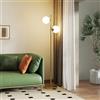 HOMCOM Lampada da Terra con 2 Luci e Paralumi a Sfera, Lampada a Piantana da Pavimento con Interruttore a Pedale, Attacco E27, 39x28x165 cm, Oro