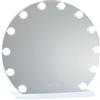 Flamingueo Specchio Trucco con Luci Rotondo - 12 LED - 3 Modi di Luce - Intensità Regolabile - Controllo Tattile - Vanity Mirror - Bianco - 50x12x47cm