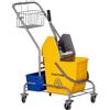 HOMCOM Carrello Pulizie Professionale con Cesto Sospeso, Ripiano, 25L Secchio Lavapavimenti con Strizzatore, Carrello Multiuso con Gancio per Hotel, Albergo e Ristorante, 72x49.5x95 cm, Giallo