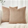 Topfinel Set di 2 Copricuscini 40x40 Marrone a coste con motivo a righe Copricuscini decorativi Cuscini per divano Cuscini per il collo Cuscini per il divano Cuscini decorativi per il