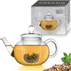 Creano Teiera in Vetro 0,8 L con Filtro e Copercio in Vetro Integrato Antigoccia Elegante Teiera Trasparente per Tè e Infusi Regalo Perfetto