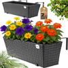 Casaria® 2x Fioriera Balcone 60cm 11L Rattan Supporto Esterno Interno Resistente agli Agenti Atmosferici e ai Raggi UV Rimovibile Ringhiera Vaso Portafiori Rettangolare Fiori Piante Nero