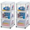Iris Ohyama, Set di 2 Cassettiera in Plastica con Ruote, 3 cassetti grandi, bianco, facile da aprire, per bagno, camera da letto, cassettone, organizzatore, senza BPA, KMC-303