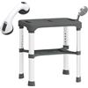 HOMCOM Sgabello per Doccia in Alluminio con Mensola Integrato e Barra a Ventosa, Sgabello Bagno con Altezza Regolabile 5 Livelli, Portata 150kg, per Anziani e Disabili, Grigio