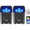 Oloaxolx 2PCS 6 * 18W Luce Par a Batteria LED, Ricaricabile Luci per Feste in Discoteca RGBWA+UV 9600 mAh, Faretto per Effetti Scenici con Telecomando/APP/DMX Adatto per Club di Compleanno di Feste Sul Palco