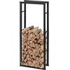 Laneetal Legnaia per Esterno e Interno, Portalegna da Interno 150x60x25cm, Porta Legna Accanto al Camino, Scaffale in Metallo per Legna da Ardere, Nero