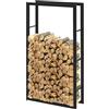 Laneetal Legnaia per Esterno e Interno, Portalegna da Interno 150x80x25cm, Porta Legna Accanto al Camino, Scaffale in Metallo per Legna da Ardere, Nero