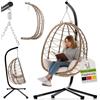 Juskys Sedia sospesa Lani con cuscini - regolabile in altezza e pieghevole - polyrattan dondolo sospeso per esterni e interni - Poltrona a uovo sospesa Beige fino a 130 kg